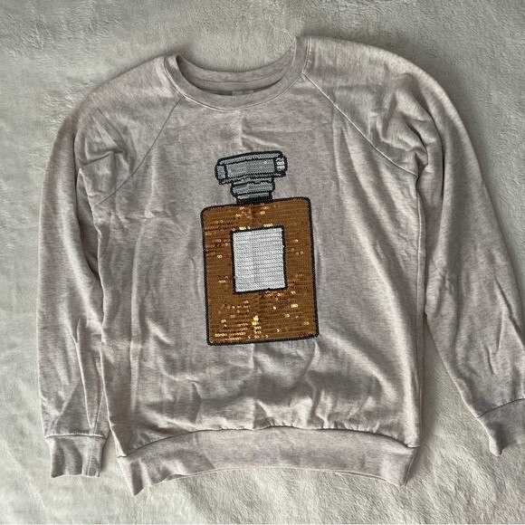 FREEZE Cream Sweater with Bedazzled Sequin Perfume Bottle - Picture 6 of 7